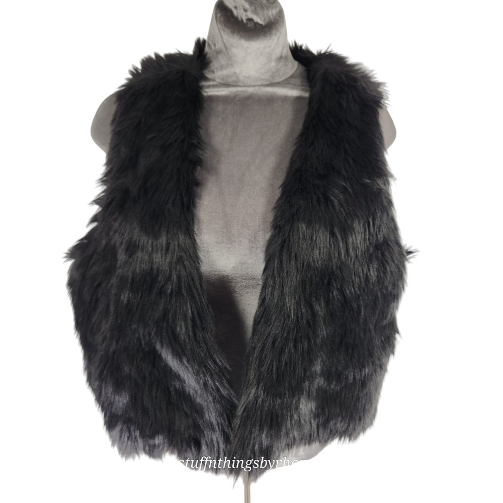 New With Tags Iman Women's Black Faux‎ Fur Vest Size Small